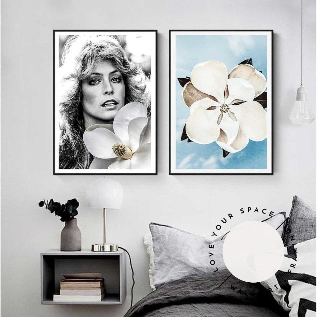 Set of 2 - Farah Fawcett & Magnolia On Blue - Love Your Space